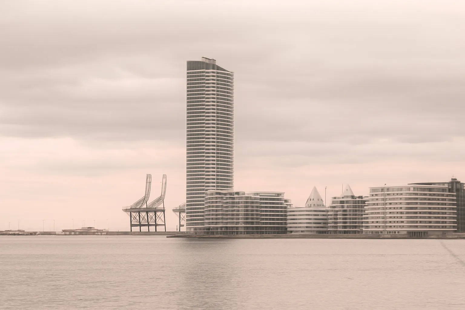 Aarhus havn ved solnedgang